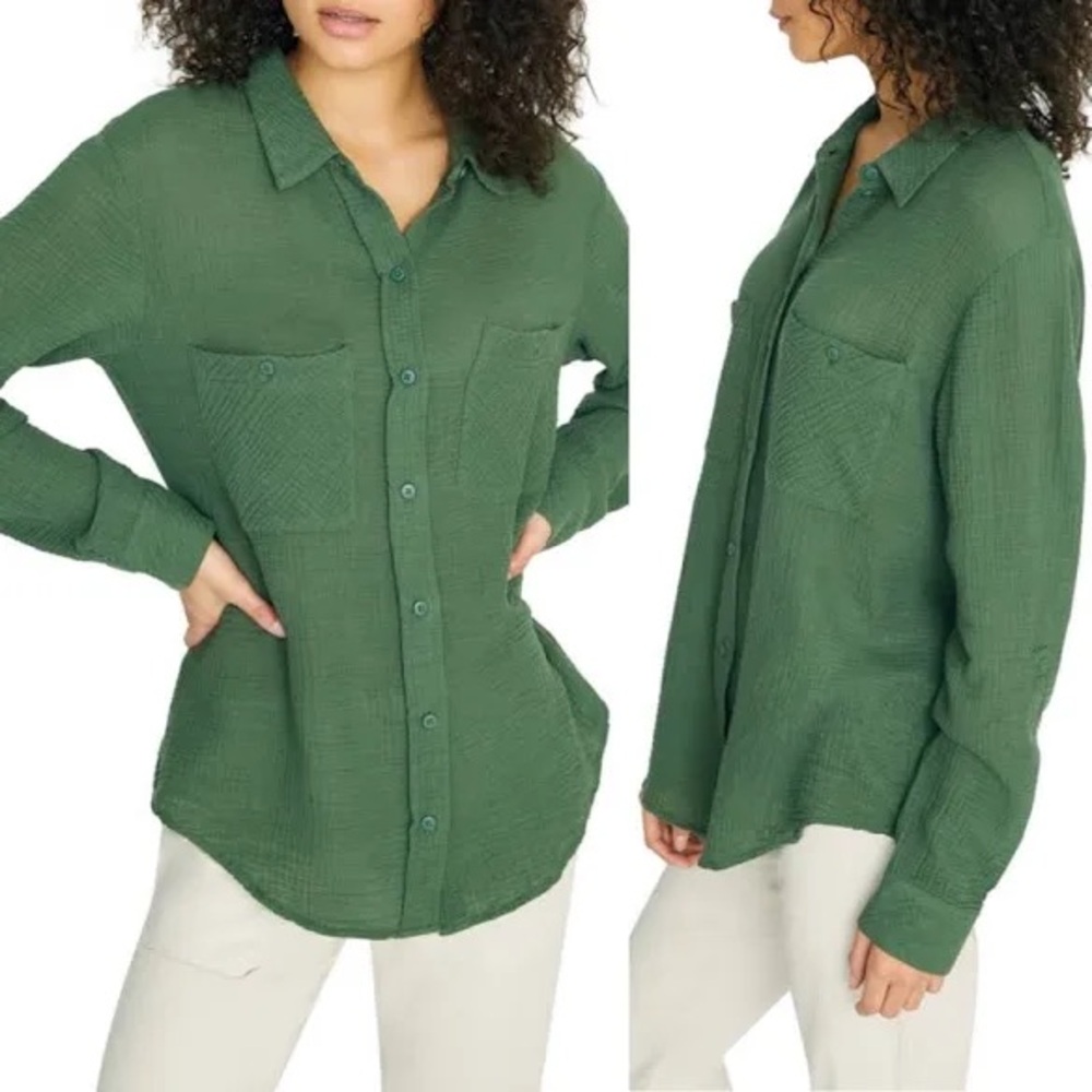 Sanctuary Olive Button Down Boyfriend Shirt